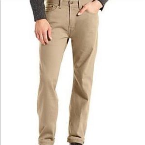 Levi’s 505 Jeans Pants Tan 31X35 Straight Leg Casual Khaki Stretch Classic